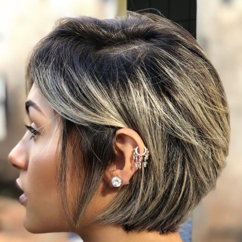 Long Pixie with Golden Blonde Balayage