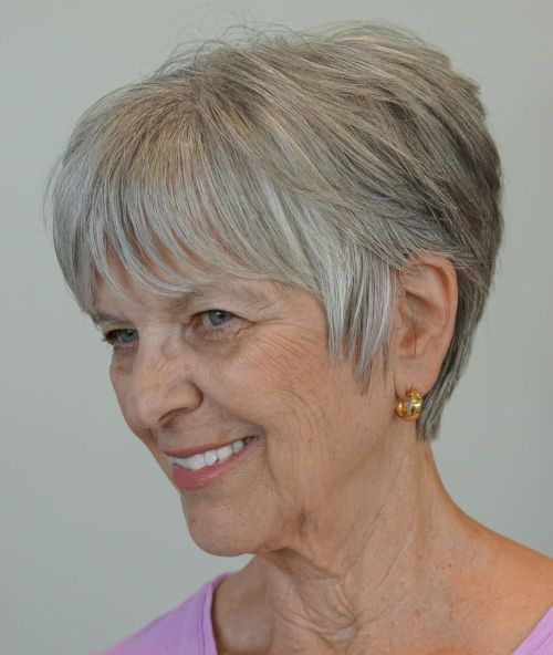 Textured Gray Pixie with Sideburns