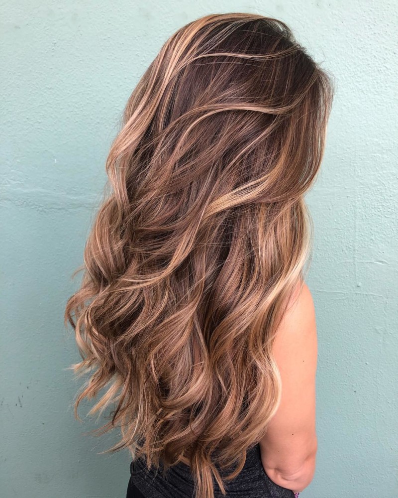 Waterfall Highlights in a Long Hairstyle