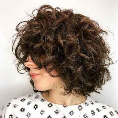 chic curly neck length layers