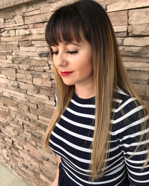 chic long ash blonde ombre with long bangs heart shaped faces