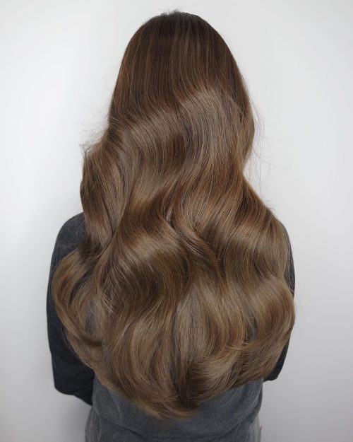 long wavy brown hair with volume