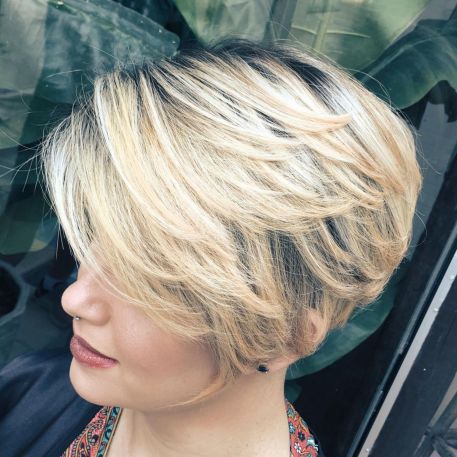 Blonde Pixie Bob with Feathered Layers