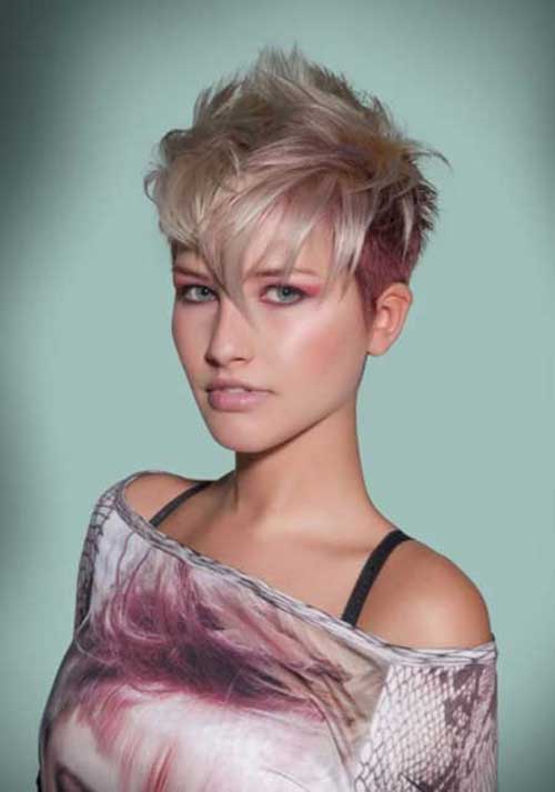 Blonde and Pink Short Pixie Haircut