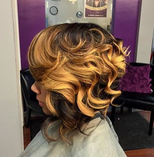 Bold Balayage – African American Inverted Bob Hairstyle