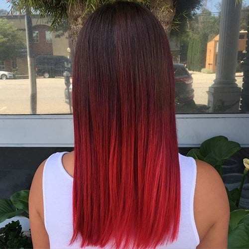 Brown to Neon Red Ombre