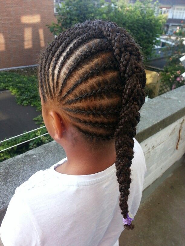 Cornrows with a Chunky Central Braid