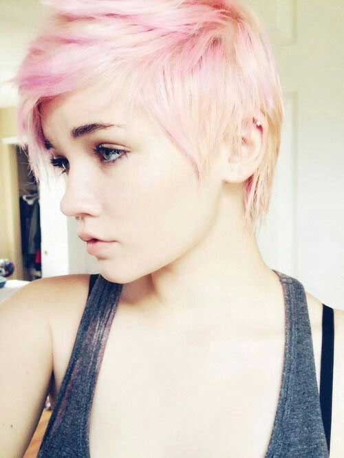 Cute Short Blonde and Soft Pink Hairstyle