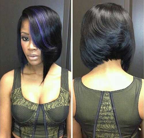 Dark Blue Lighted Bob Haircut for Black Women