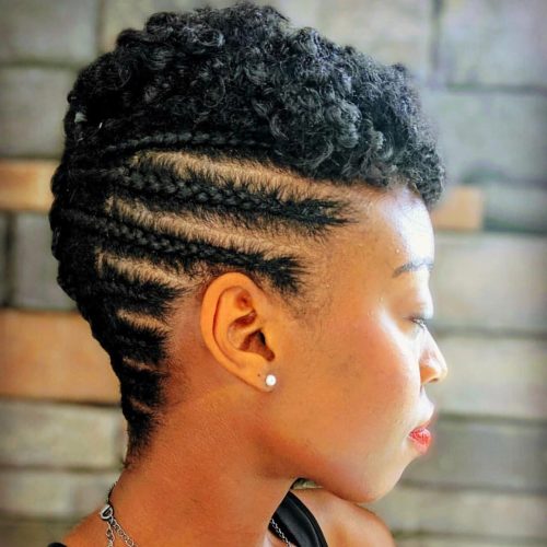 Elegant updo with side cornrows