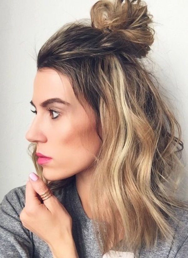 Half Up Half Down With a Top Knot