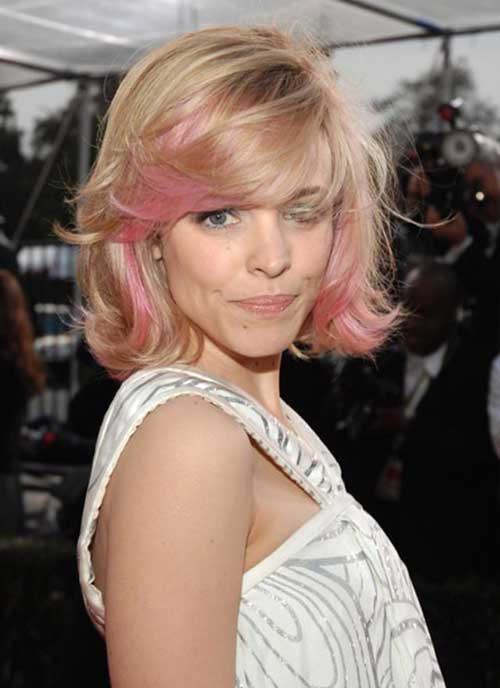 Layered Bob Style with Blonde Pink Color