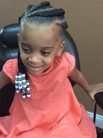 Little Girl’s Braids with Beads 1