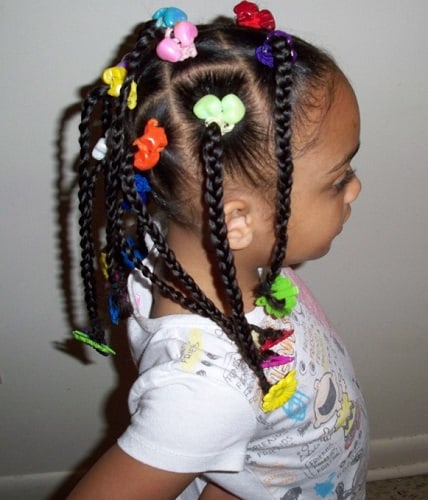 Little Girl’s Braids with Beads 16