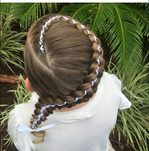 Little Girl’s Braids with Beads 22