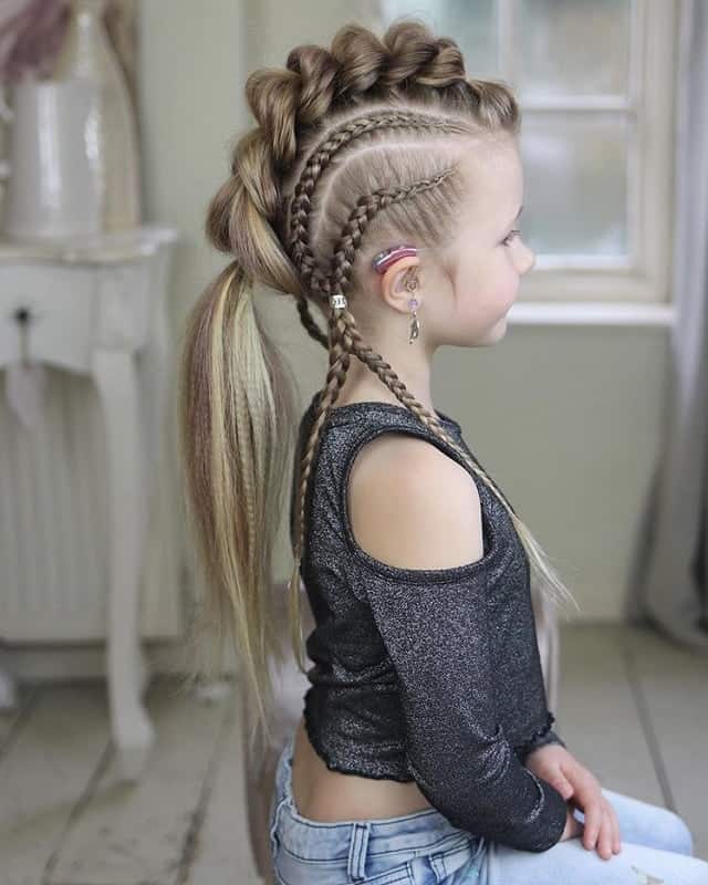 Little Girl’s Braids with Beads 54