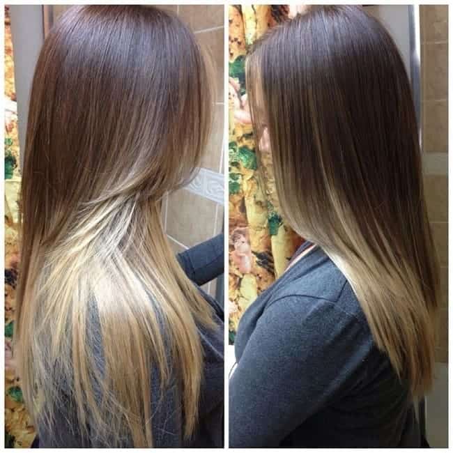 Long Straight Brunette to Blonde Ombre