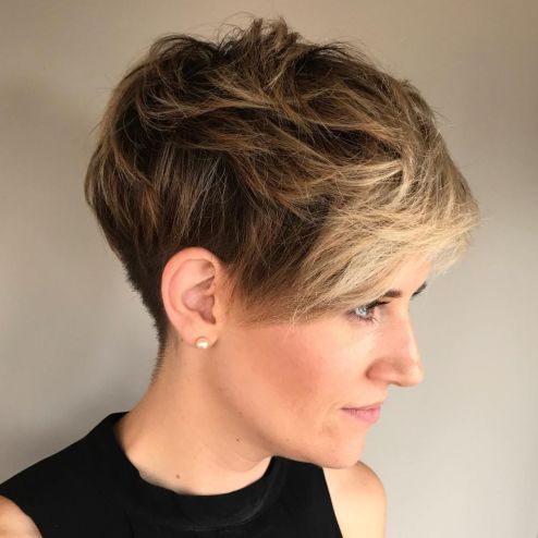 Mussed Up Layered Pixie with Highlighted Bangs