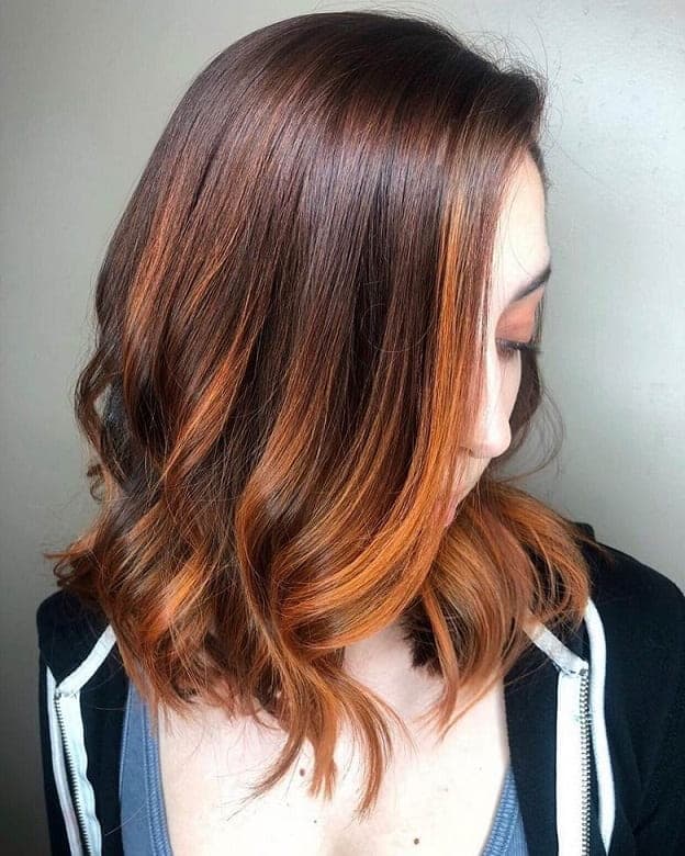 Orange Balayage on Copper Hair