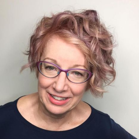 Short Curly Hair with Colorful Eyewear