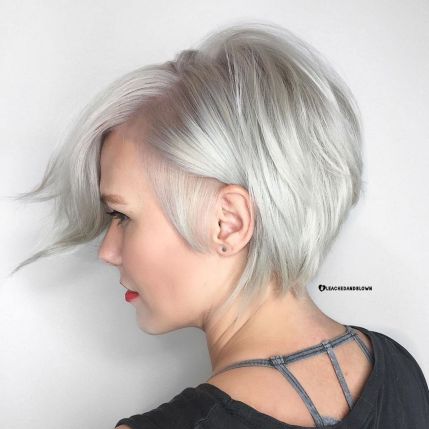 Side Parted Silver Pixie Bob