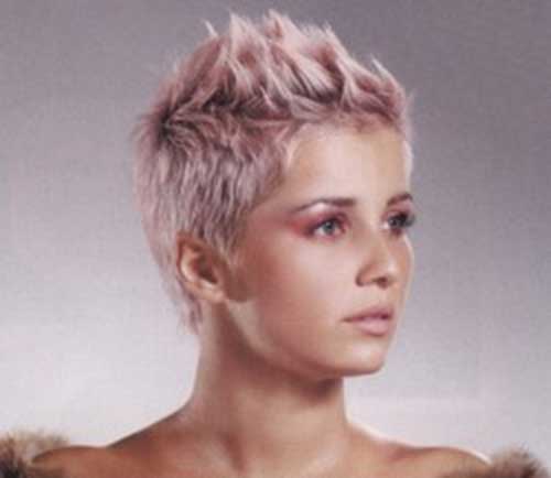 Spiky Pixie Hairstyle with Blonde Pink Color