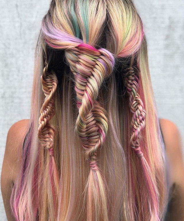 Colorful Rainbow Braided Hair