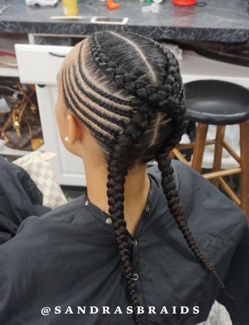 Criss Crossed Braids with Feed in Cornrows