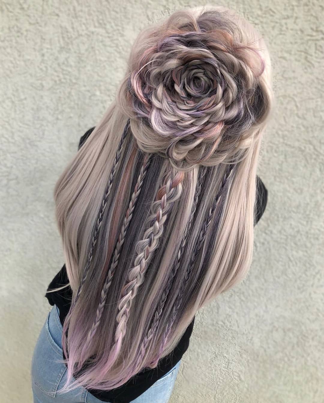 Light Pink Flower Braided Hair