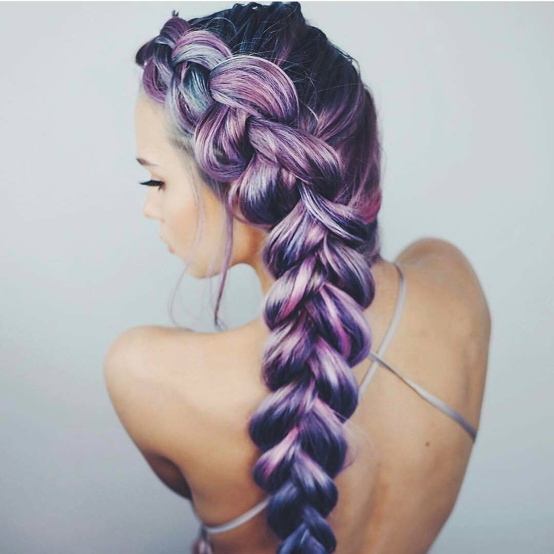 Long Braided Purple Hair 
