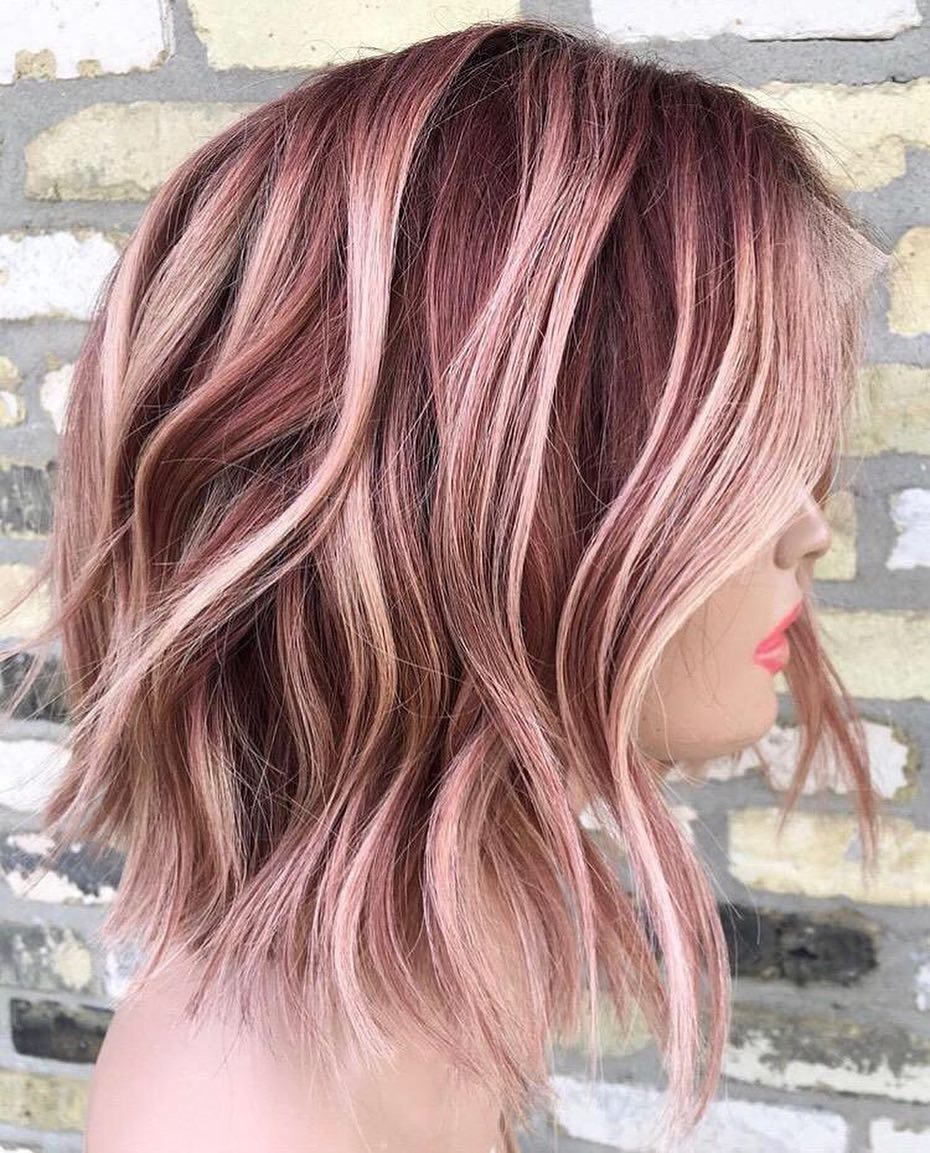 Medium Length Hair with Pink Highlights