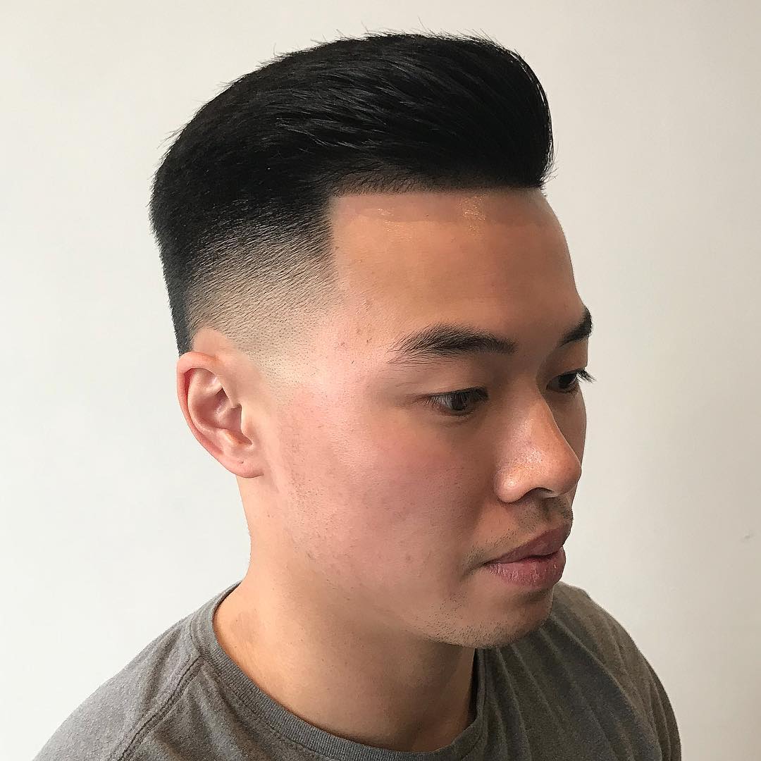 Short Swept Back Hair with Faded Undercut