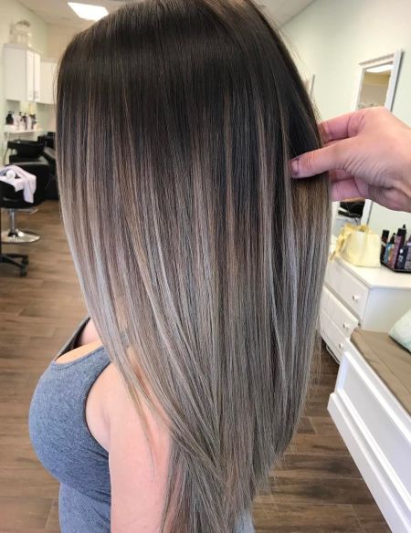 Silver Gray Balayage Ombre Hair