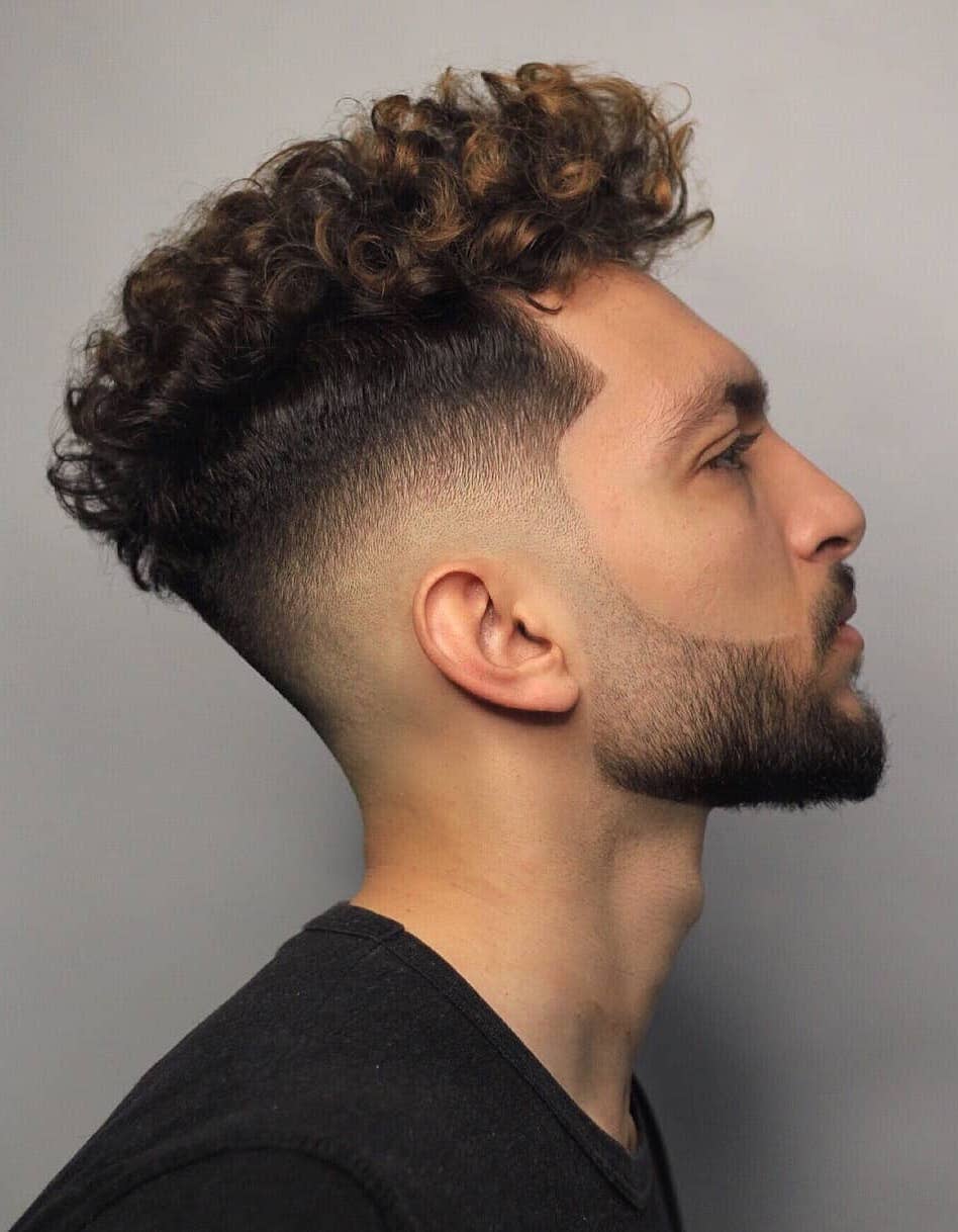 Temple Fade Cut with Curly Top