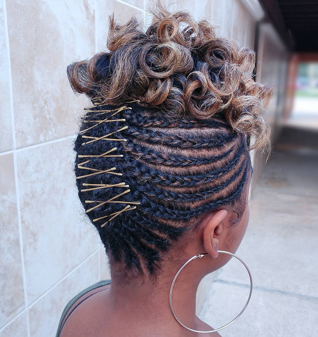 Updo with Cornrow Hairstyle