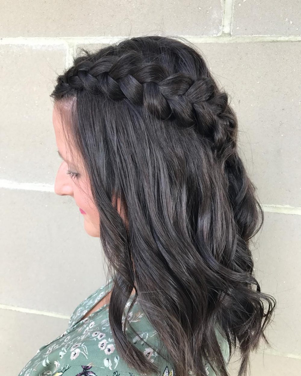 side swept braid with waves