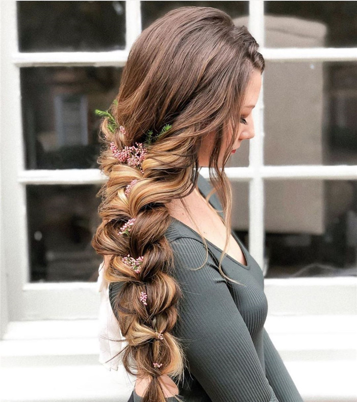 Braid with Blooming Flowers