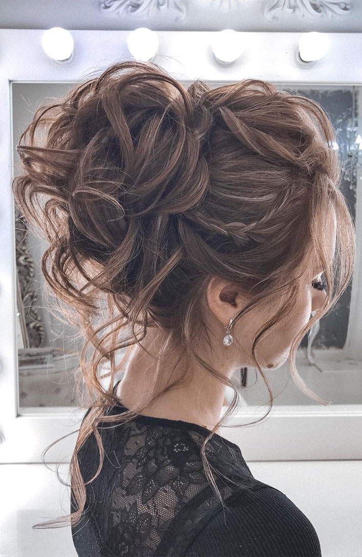 Braided Streaks with Curly Messy Bun