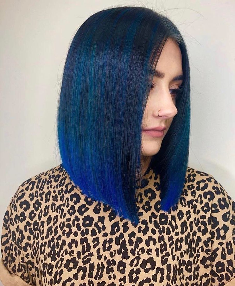 Deep Blue Dyed Hair