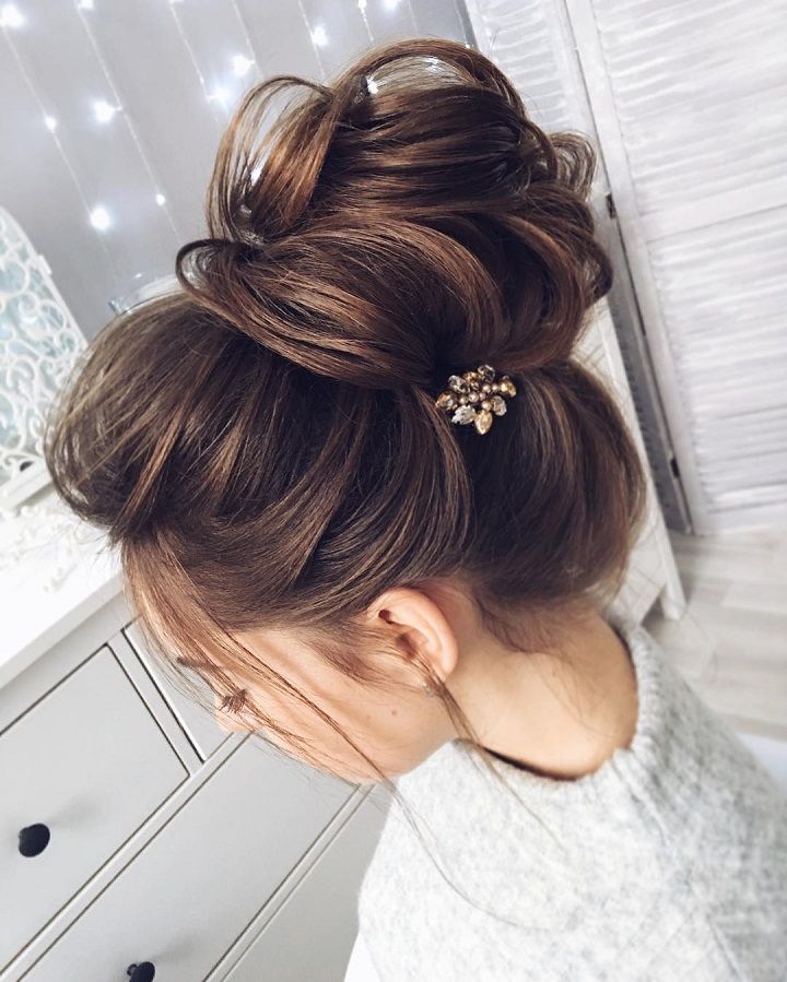 Floral Layered Bun Accessorized with Hair Clip