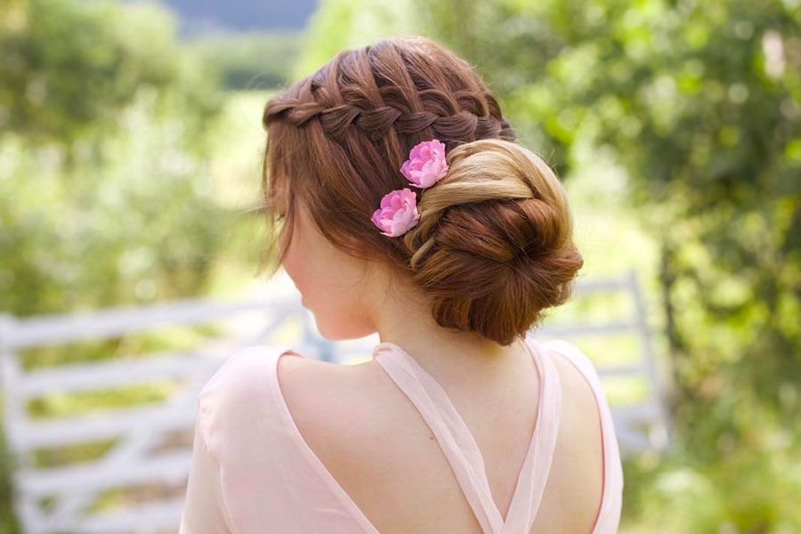 Flower Updo with a Side Braid