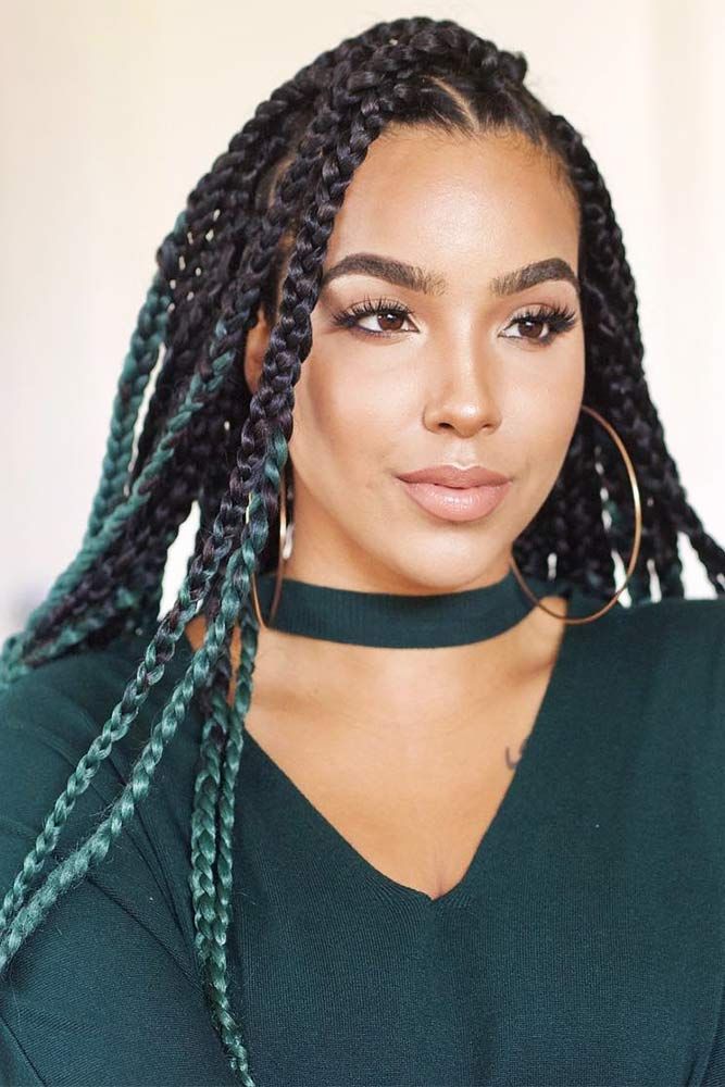Green and Black Braided Hairstyle