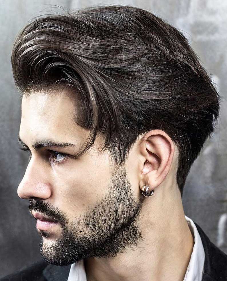 Layered Quiff Cut with Faded Sideburns