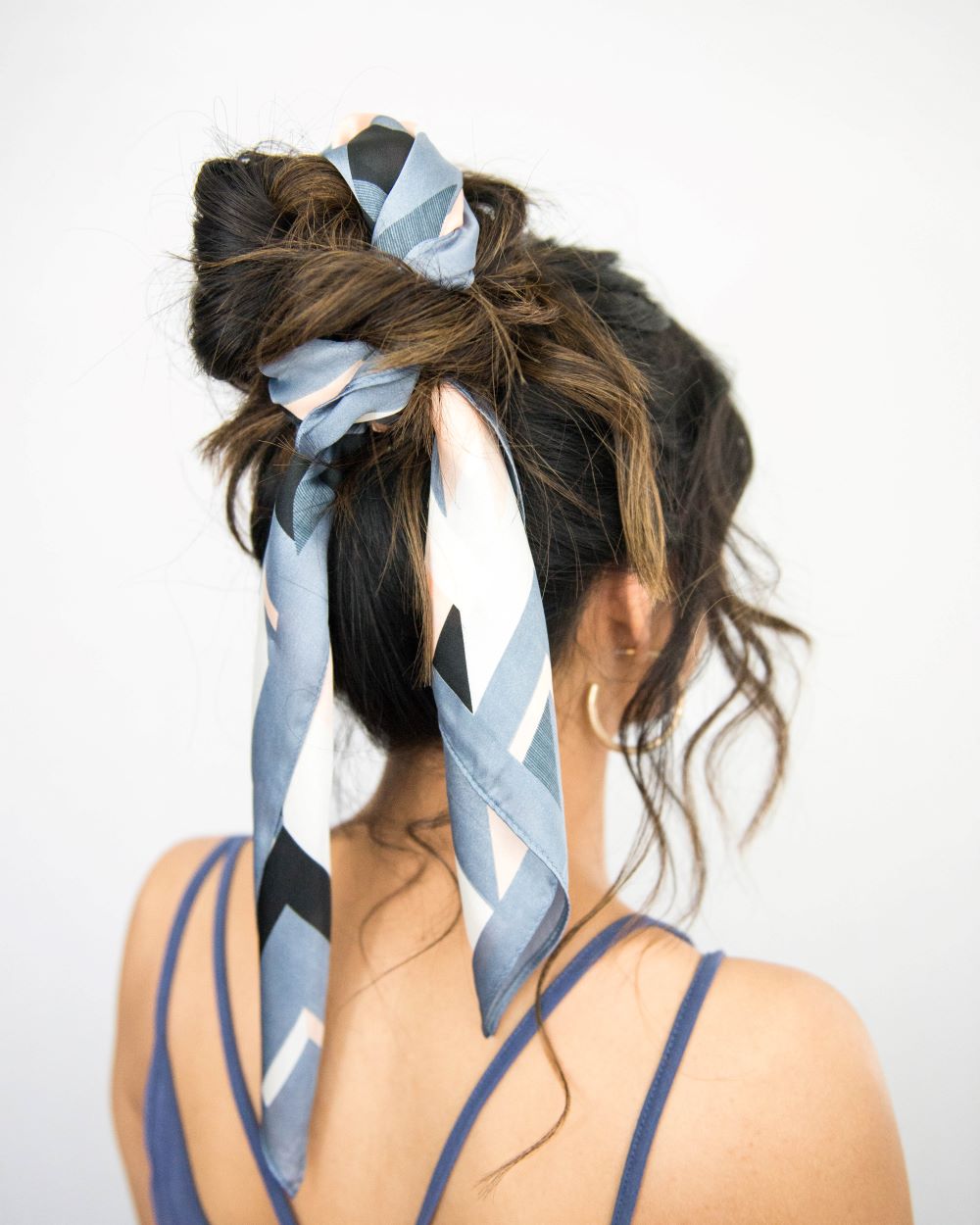 Messy Bun Tied Up with Ribbon