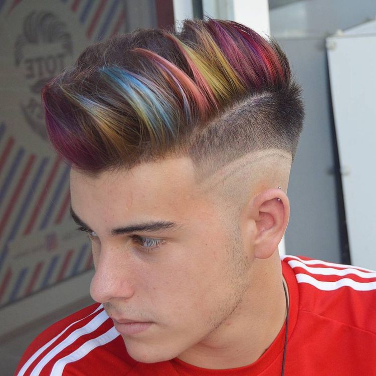 Multi Colored Side Swept Hair for Men