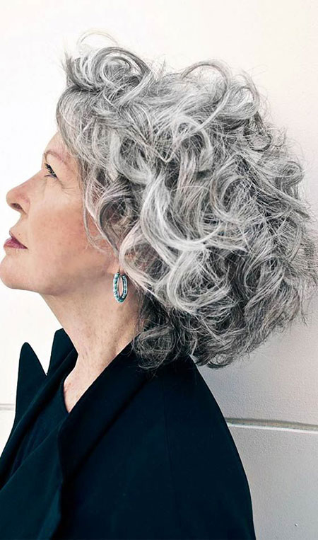 Short Curly Hairstyle for Women Over 50