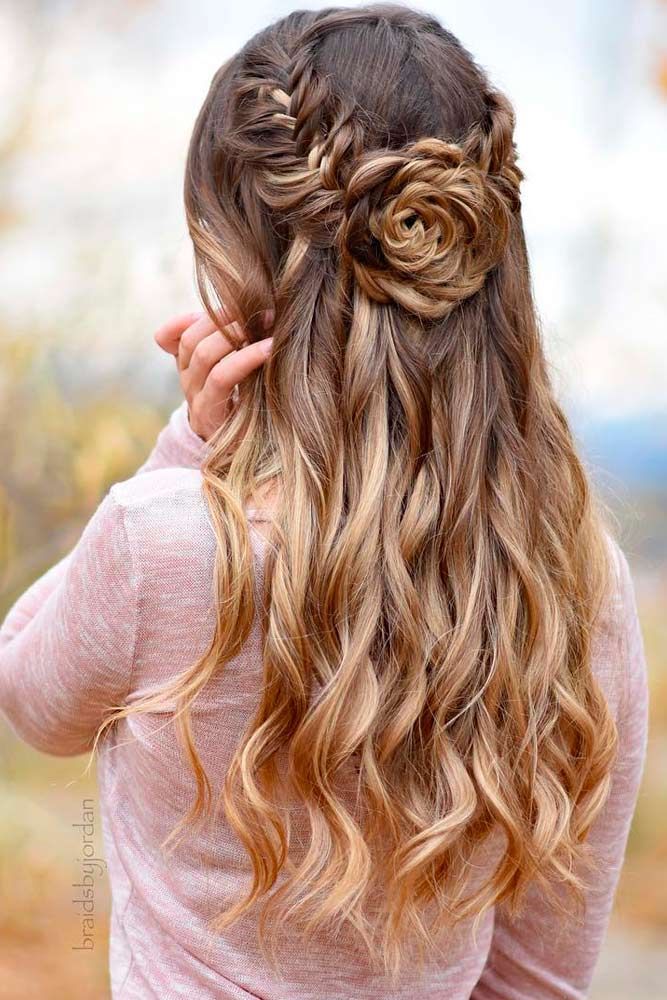 Waterfall Braids with a Rose