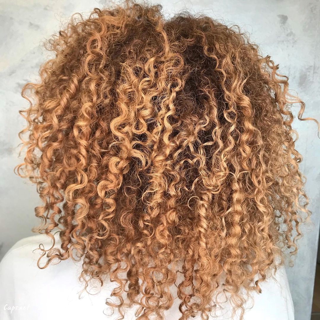 curls shine with caramel color
